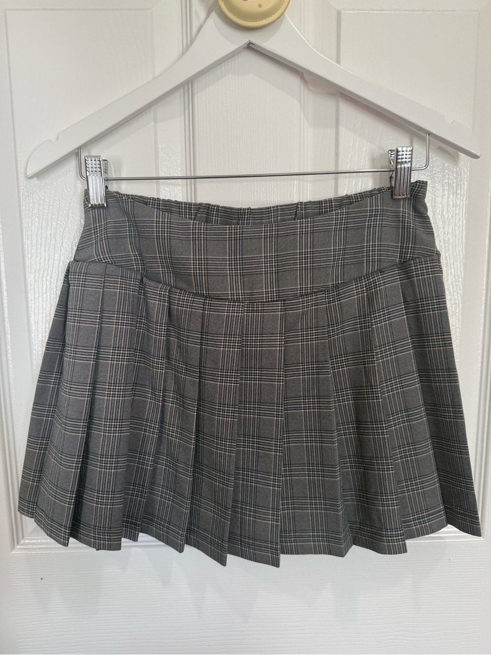 Haute Monde Gray Plaid Pleated Skirt with shorts under